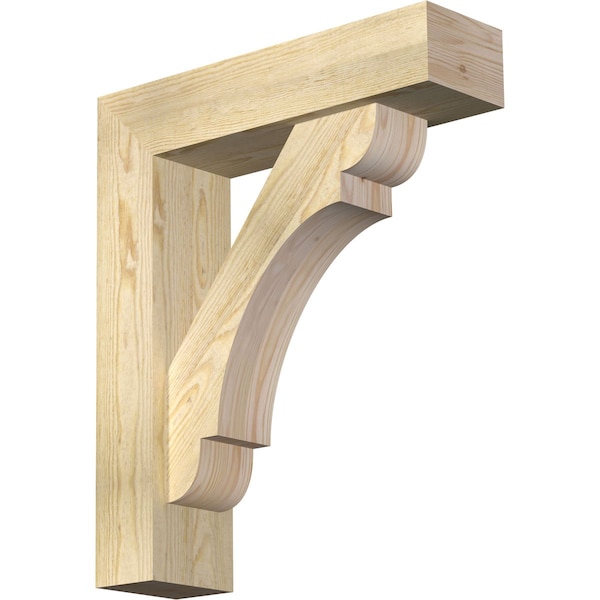Ekena Millwork Olympic Block Rough Sawn Bracket w/ Offset Brace, Douglas Fir, 6"W x 22"D x 26"H BKT0604X22X26OLY05RDF - main